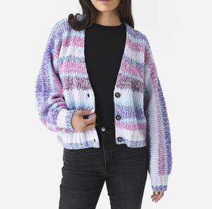 XIRENA Laramie Alpaca Wool Knit Striped V-Neck Cardigan Sweater XS NEW